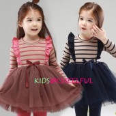 Korean long-sleeved striped dress spring